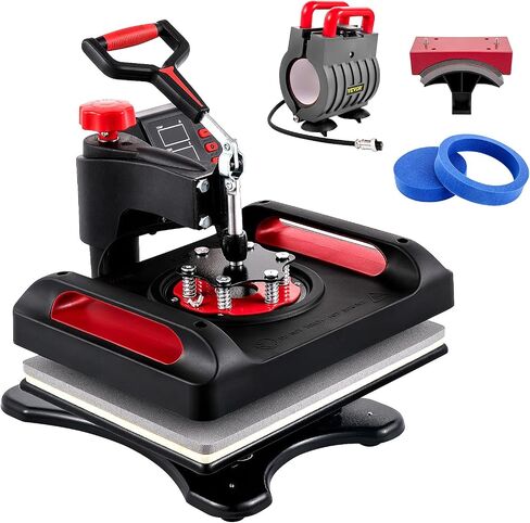 VEVOR Pro Heat Press Machine, 12 x 15 Inches, Fast Heating, 5 in 1 Combo 360 Swing Away Digital Sublimation T-Shirt Vinyl Transfer Printer with Anti-Scald Surface, Hat, Mug, Plate, ETL Listed, Black in Saudi Arabia