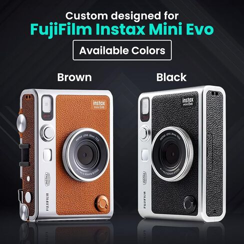 حزمة كاميرا Fujifilm Mini EVO Hybrid الفورية مع 20 ورقة فيلم فورية + بطاقة ذاكرة 32 جيجابايت + حقيبة حمل + حامل ثلاثي مرن + قطعة قماش للتنظيف BluebirdSales (أسود) in Kuwait
