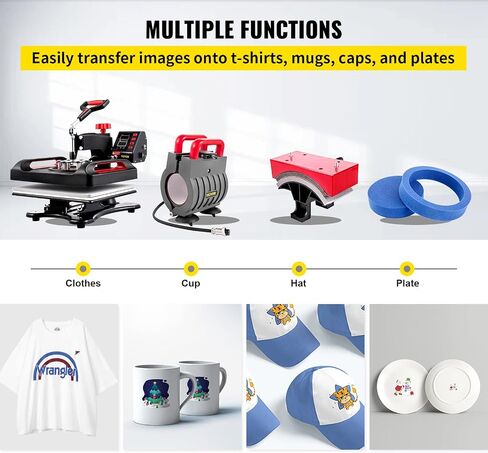 VEVOR Pro Heat Press Machine, 12 x 15 Inches, Fast Heating, 5 in 1 Combo 360 Swing Away Digital Sublimation T-Shirt Vinyl Transfer Printer with Anti-Scald Surface, Hat, Mug, Plate, ETL Listed, Black in Saudi Arabia
