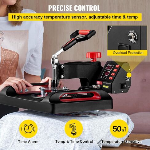 VEVOR Pro Heat Press Machine, 12 x 15 Inches, Fast Heating, 5 in 1 Combo 360 Swing Away Digital Sublimation T-Shirt Vinyl Transfer Printer with Anti-Scald Surface, Hat, Mug, Plate, ETL Listed, Black in Saudi Arabia