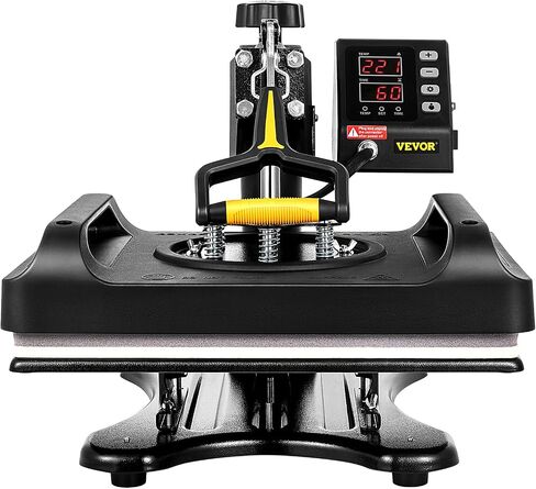 VEVOR Pro Heat Press Machine, 12 x 15 Inches, Fast Heating, 5 in 1 Combo 360 Swing Away Digital Sublimation T-Shirt Vinyl Transfer Printer with Anti-Scald Surface, Hat, Mug, Plate, ETL Listed, Black in Saudi Arabia