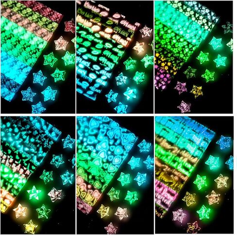 840 Sheets Luminous Origami Star Paper Strip Glow in Dark Lucky Star Paper Strips Zodiac Pattern Star Paper for Handmade Home Cards Gift, Party Decoration, Crafts Decoration in Saudi Arabia