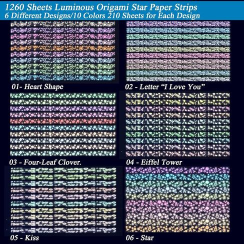 840 Sheets Luminous Origami Star Paper Strip Glow in Dark Lucky Star Paper Strips Zodiac Pattern Star Paper for Handmade Home Cards Gift, Party Decoration, Crafts Decoration in Saudi Arabia