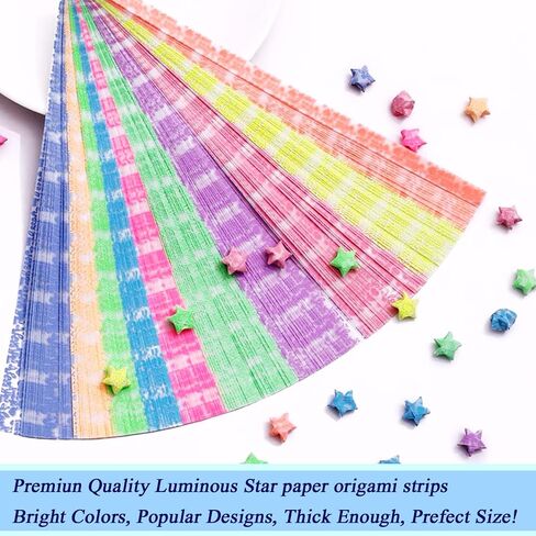 840 Sheets Luminous Origami Star Paper Strip Glow in Dark Lucky Star Paper Strips Zodiac Pattern Star Paper for Handmade Home Cards Gift, Party Decoration, Crafts Decoration in Saudi Arabia