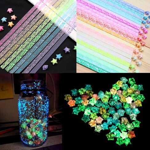 840 Sheets Luminous Origami Star Paper Strip Glow in Dark Lucky Star Paper Strips Zodiac Pattern Star Paper for Handmade Home Cards Gift, Party Decoration, Crafts Decoration in Saudi Arabia