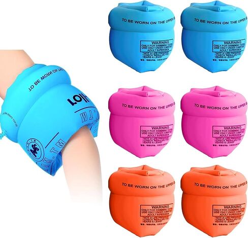 Arm Floaties for Kids 6-12 Yrs, Toddler Floaties Pool Swim Floats Inflatable Swim Arm Bands Floater Sleeves, PVC Thickened Arm Rings for Adults (6 Pack) in Saudi Arabia