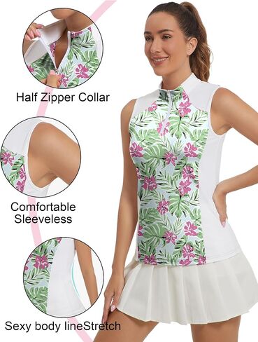 Women's Sleeveless Golf Shirts Moisture Wicking Tank Top Printed Polo Tennis Athletic Running Shirt in Saudi Arabia