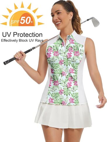 Women's Sleeveless Golf Shirts Moisture Wicking Tank Top Printed Polo Tennis Athletic Running Shirt in Saudi Arabia