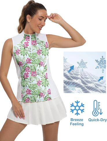 Women's Sleeveless Golf Shirts Moisture Wicking Tank Top Printed Polo Tennis Athletic Running Shirt in Saudi Arabia