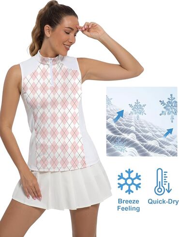 Women's Sleeveless Golf Shirts Moisture Wicking Tank Top Printed Polo Tennis Athletic Running Shirt in Saudi Arabia