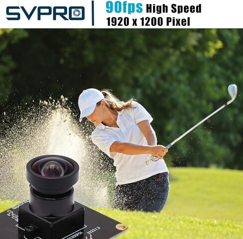 SVPRO 2MP Global Shutter USB Camera Board 90fps High Speed Webcam Module with Distortion-Free 120 Degree Wide Angle Slow Motion Camera 1920x1200 AR0234 Camera for Computer, Laptop, Android Device in Saudi Arabia