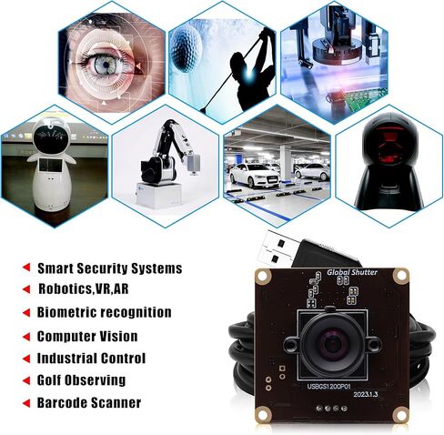 SVPRO 2MP Global Shutter USB Camera Board 90fps High Speed Webcam Module with Distortion-Free 120 Degree Wide Angle Slow Motion Camera 1920x1200 AR0234 Camera for Computer, Laptop, Android Device in Saudi Arabia