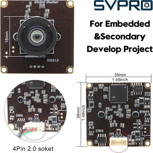 SVPRO 2MP Global Shutter USB Camera Board 90fps High Speed Webcam Module with Distortion-Free 120 Degree Wide Angle Slow Motion Camera 1920x1200 AR0234 Camera for Computer, Laptop, Android Device in Saudi Arabia