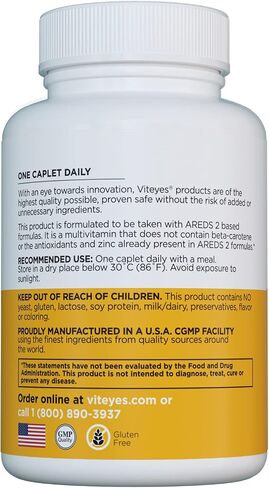 Viteyes Classic AREDS 2 Companion Beta-Carotene Free Multivitamin Supplement, Comprehensive Multivitamin Formula for AREDS 2 Users, 90 Caplets in Saudi Arabia