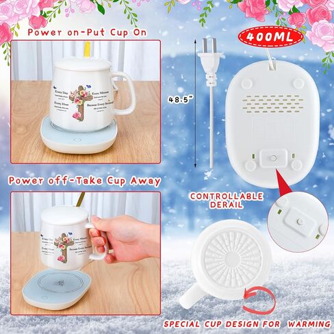 Suclain Christian Coffee Mug with Warmer Set for Women 13.5 oz Coffee Cup Mug Warmer for Desk Inspirational Electric Cup Warmer with Auto Shut Off for Home Office Mother Teacher Gifts(Cross) in Saudi Arabia