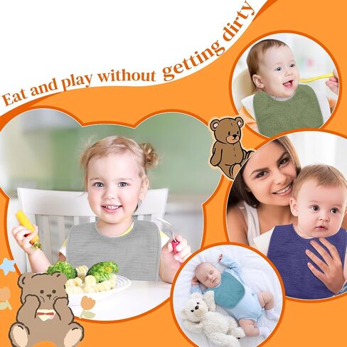 10 Pack Baby Bibs, 5 Solid Colors Muslin Baby Bibs for Unisex Boys Girls, Baby Bibs for Drooling and Teething in Saudi Arabia