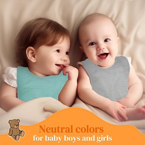 10 Pack Baby Bibs, 5 Solid Colors Muslin Baby Bibs for Unisex Boys Girls, Baby Bibs for Drooling and Teething in Saudi Arabia