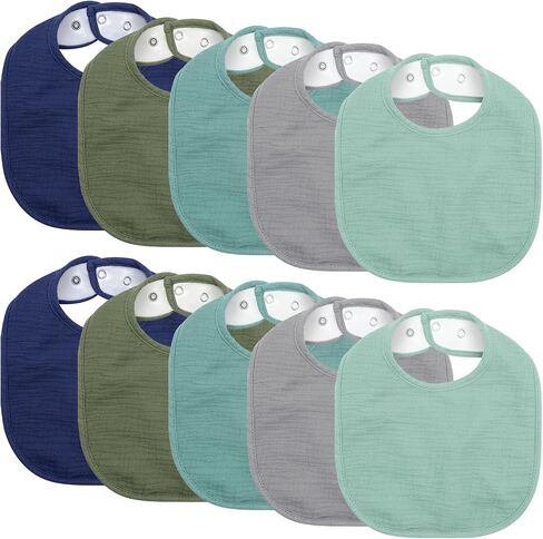 10 Pack Baby Bibs, 5 Solid Colors Muslin Baby Bibs for Unisex Boys Girls, Baby Bibs for Drooling and Teething in Saudi Arabia