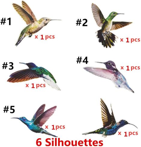 ملصقات نافذة الطيور المضادة للتصادمات، باب زجاجي لحماية الطيور وحفظها، الطائر الطنان (6 قطع) in Kuwait