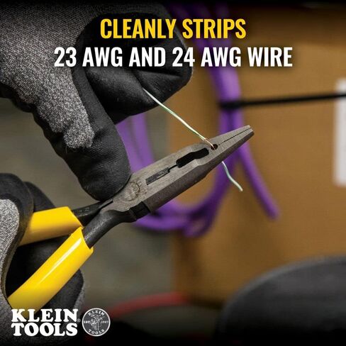 Klein Tools VDV026-049 Crimping Long Nose Pliers With Curved Handles, Grooved Jaws and Induction Hardened Steel in Saudi Arabia