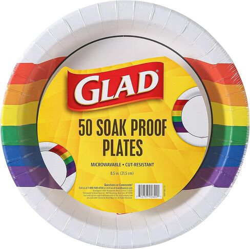 Glad Everyday Round Disposable 10" Paper Plates with Rainbow Design | Heavy Duty Soak Proof, Cut-Resistant, Microwavable Paper Plates for All Foods & Daily Use | 10 Inches, 36 Count in Saudi Arabia