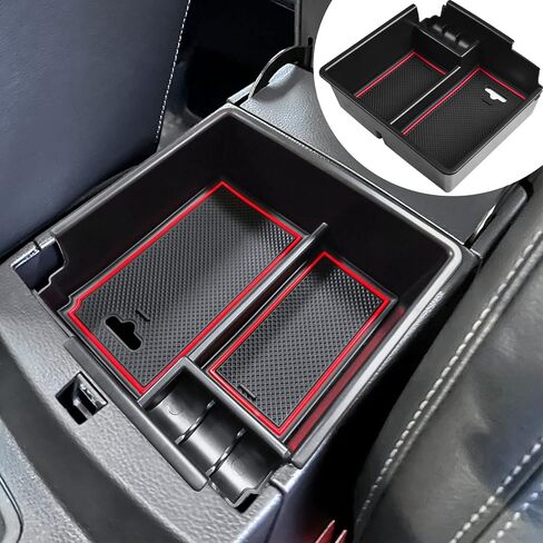 TACOBRO Organizer Compatible with Ford Ranger Center Console 2019 2020 2021 2022 2023 XL XLT Lariat Accessories, Armrest Divider Secondary Storage Insert Tray ABS Materials Red in Kuwait