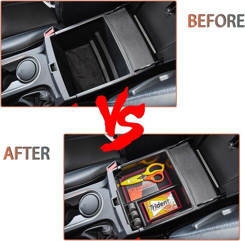 TACOBRO Organizer Compatible with Ford Ranger Center Console 2019 2020 2021 2022 2023 XL XLT Lariat Accessories, Armrest Divider Secondary Storage Insert Tray ABS Materials Red in Kuwait