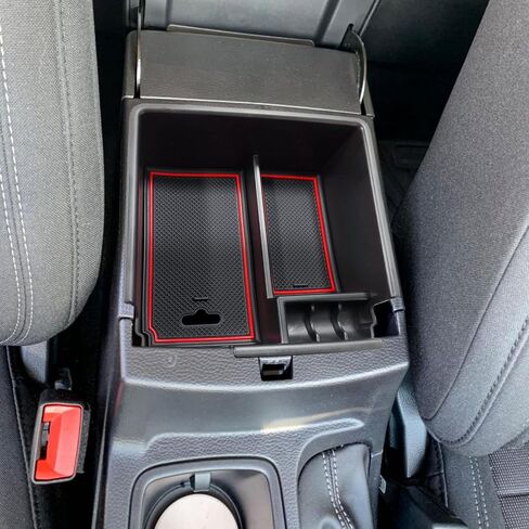 TACOBRO Organizer Compatible with Ford Ranger Center Console 2019 2020 2021 2022 2023 XL XLT Lariat Accessories, Armrest Divider Secondary Storage Insert Tray ABS Materials Red in Kuwait