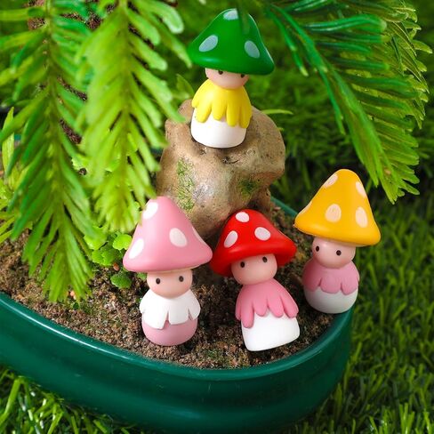 4PCS Mini Mushroom Cute Car Accessories, Rear View Mirror Dashboard Decorations Kawaii Mushrooms Auto Decor Resin Car Interior Accessories for Car Garden Home Car Mirror Interior Decors in Saudi Arabia