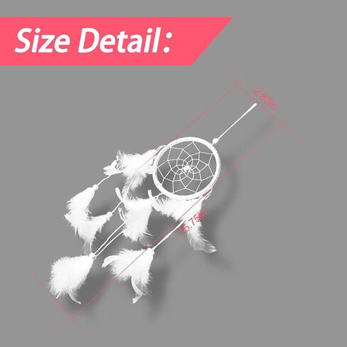 إكسسوارات تعليق مرآة الرؤية الخلفية للسيارة مصنوعة يدويًا، زينة صائدة الأحلام ريش أبيض أنيق للتعليق على الحائط، ملحقات مرآة الرؤية الخلفية للنساء والرجال، ديكور داخلي للسيارة in Kuwait