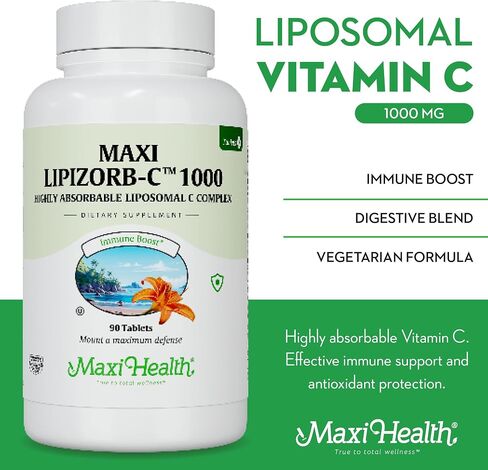 Liposomal Vitamin C - Liposomal VIT C - 1000mg Tablets with Digestive Blend - Highly Absorbable High Dose VitaminC - Non GMO Kosher Vegetarian Doctor-Formulated Immune Support Supplement (90 Count) in Kuwait