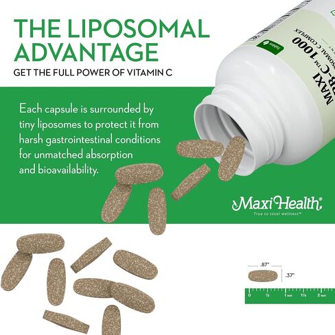 Liposomal Vitamin C - Liposomal VIT C - 1000mg Tablets with Digestive Blend - Highly Absorbable High Dose VitaminC - Non GMO Kosher Vegetarian Doctor-Formulated Immune Support Supplement (90 Count) in Kuwait