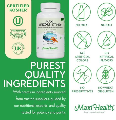 Liposomal Vitamin C - Liposomal VIT C - 1000mg Tablets with Digestive Blend - Highly Absorbable High Dose VitaminC - Non GMO Kosher Vegetarian Doctor-Formulated Immune Support Supplement (90 Count) in Kuwait