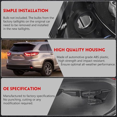 Huray Left Inner Tail Light for Toyota Highlander 2017-2019 Driver Side LED Taillight Lamp Assembly Replacement for TO2802139 815900E120 in Saudi Arabia