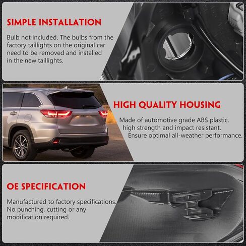 Huray Left Inner Tail Light for Toyota Highlander 2017-2019 Driver Side LED Taillight Lamp Assembly Replacement for TO2802139 815900E120 in Saudi Arabia