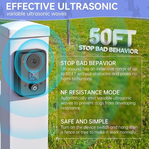 Anti Barking Device - 50 Ft Rechargeable bark box, 3 Adjustable Levels, bark box for barking dogs, stop dog barking device, Safe Dog Bark Training Device for Indoor & Outdoor Ultrasonic Dog Deterrent in Saudi Arabia