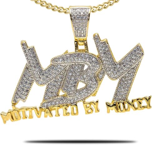 Hip Hop DJ Plated 18K Gold Ice Out Crystal Letter Pendant Chain Necklace in Saudi Arabia