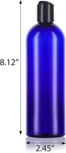 JUVITUS 16 oz / 500 ml Cobalt Blue Slim PET Plastic Bottles (BPA Free) (12 pack) (Black Disc Cap Lid) in Saudi Arabia