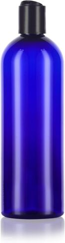 JUVITUS 16 oz / 500 ml Cobalt Blue Slim PET Plastic Bottles (BPA Free) (12 pack) (Black Disc Cap Lid) in Saudi Arabia