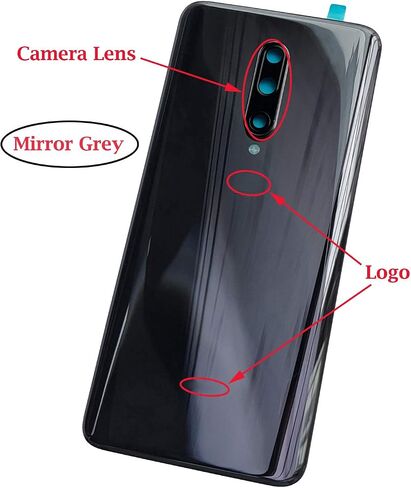 بديل غطاء الباب الزجاجي الخلفي لهاتف OnePlus 7 Pro لهاتف OnePlus 7 Pro 6.67 بوصة GM1911 GM1913 GM1917 GM1910 GM1915، عدسة زجاجية للكاميرا/فلاش (ليس لهاتف OnePlus 7 6.41 بوصة) (رمادي مرآة) in Kuwait