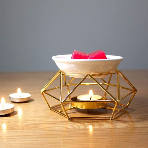 موقد الزيوت العطرية السيراميك والحديد الشمع المذاب شمعة ذهبية الشمع دفئا Tealight شمعة حامل رائحة الناشر للمنزل غرفة نوم غرفة المعيشة الهدايا والديكور in Kuwait