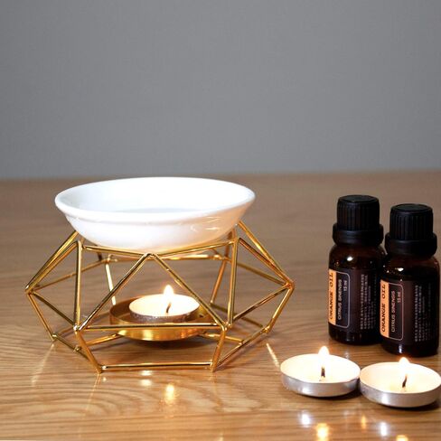موقد الزيوت العطرية السيراميك والحديد الشمع المذاب شمعة ذهبية الشمع دفئا Tealight شمعة حامل رائحة الناشر للمنزل غرفة نوم غرفة المعيشة الهدايا والديكور in Kuwait