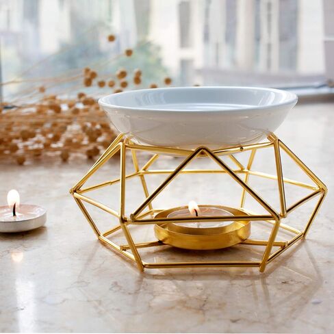 موقد الزيوت العطرية السيراميك والحديد الشمع المذاب شمعة ذهبية الشمع دفئا Tealight شمعة حامل رائحة الناشر للمنزل غرفة نوم غرفة المعيشة الهدايا والديكور in Kuwait