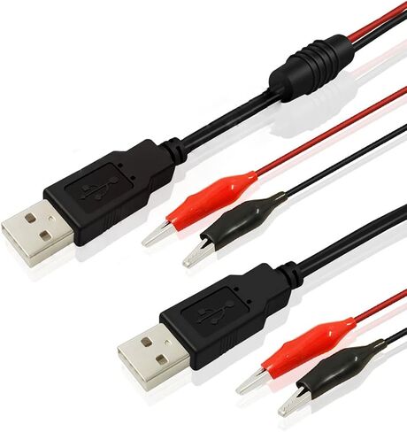 NOYITO Alligator Clips to USB Male Test Lead Adapter 18AWG Red Black Wire Maximum 5A Current 12 Inchs Alligator Clips USB Test Lead (Pack of 2) (Alligator Clips to USB Male) in Saudi Arabia