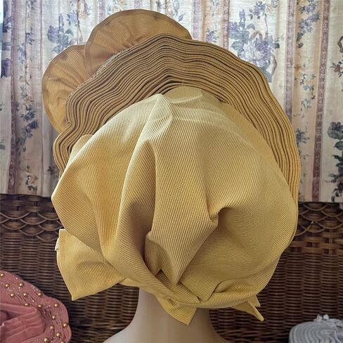Already Made ASO Oke Gele Headties with Beads Nigerian Auto Gele Headtie African Head Wrap Turban for Women Fashion Headbands(Black) in Saudi Arabia