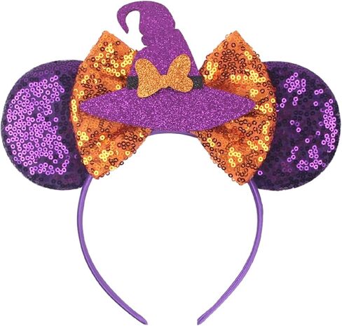 Halloween Mouse Ears Bow Headband,Glitter Sequin Spider Web Headband Cat Ear Hair Bands Hair Accessories in Saudi Arabia