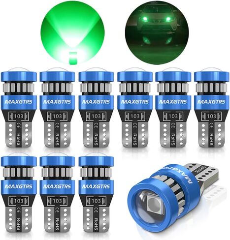 MAXGTRS 194 LED Light Bulb 4300k Warm Wihte 168 2825 W5W T10 Wedge 18-SMD 3014 Chipsets LED Replacement Bulbs with Condenser Lens for Car Dome Map Door Courtesy License Plate Lights, Pack of 10 in Saudi Arabia
