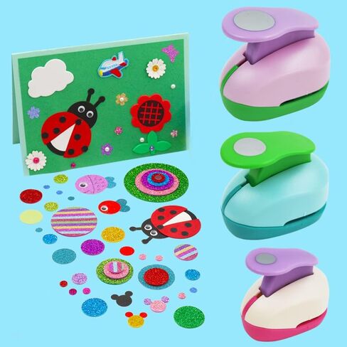 خرامة ثقب الحرف، 3 قطع ملونة صغيرة مستديرة لخرامة الورق أشكال ثقب دائري لبطاقات القصاصات هواية الحرف اليدوية ألبوم الصور DIY صياغة الأطفال (8 مم 15 مم 25 مم لون عشوائي) in Kuwait