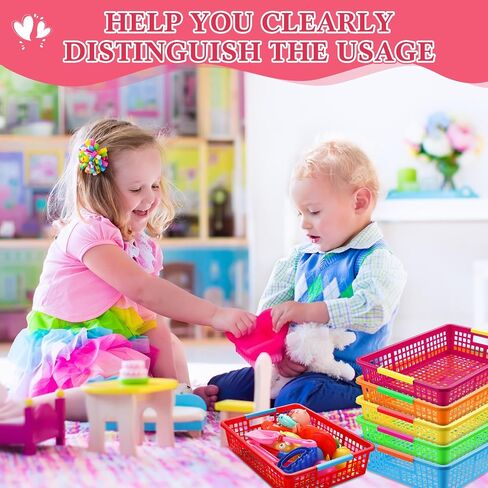 Uiifan 12 Pcs Classroom Plastic Storage Basket A4 Size Desktop Organizer Trays with Handles Large Colorful Mesh Storage Basket Paper File Letter Organizer Bins for School Supplies in Saudi Arabia
