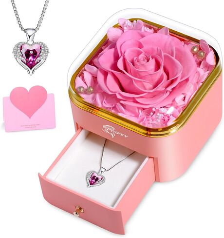Mothers Day Mom Gifts,Eternal Rose Flower with Necklace Gifts for Women,Mother, Grandma,Wife and Girlfriend, Birthday Gift,Wedding, Thanksgiving Gift (Blue) in Saudi Arabia